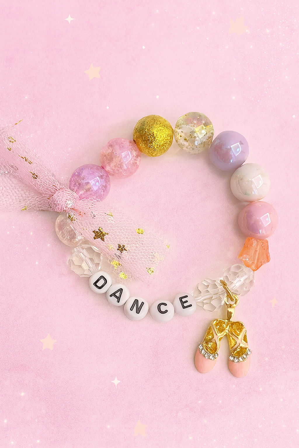 Crushed Glass Bead Stretch Bracelet (Dance)