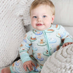 Convertible Zip Romper (Poolside Pups Blue)