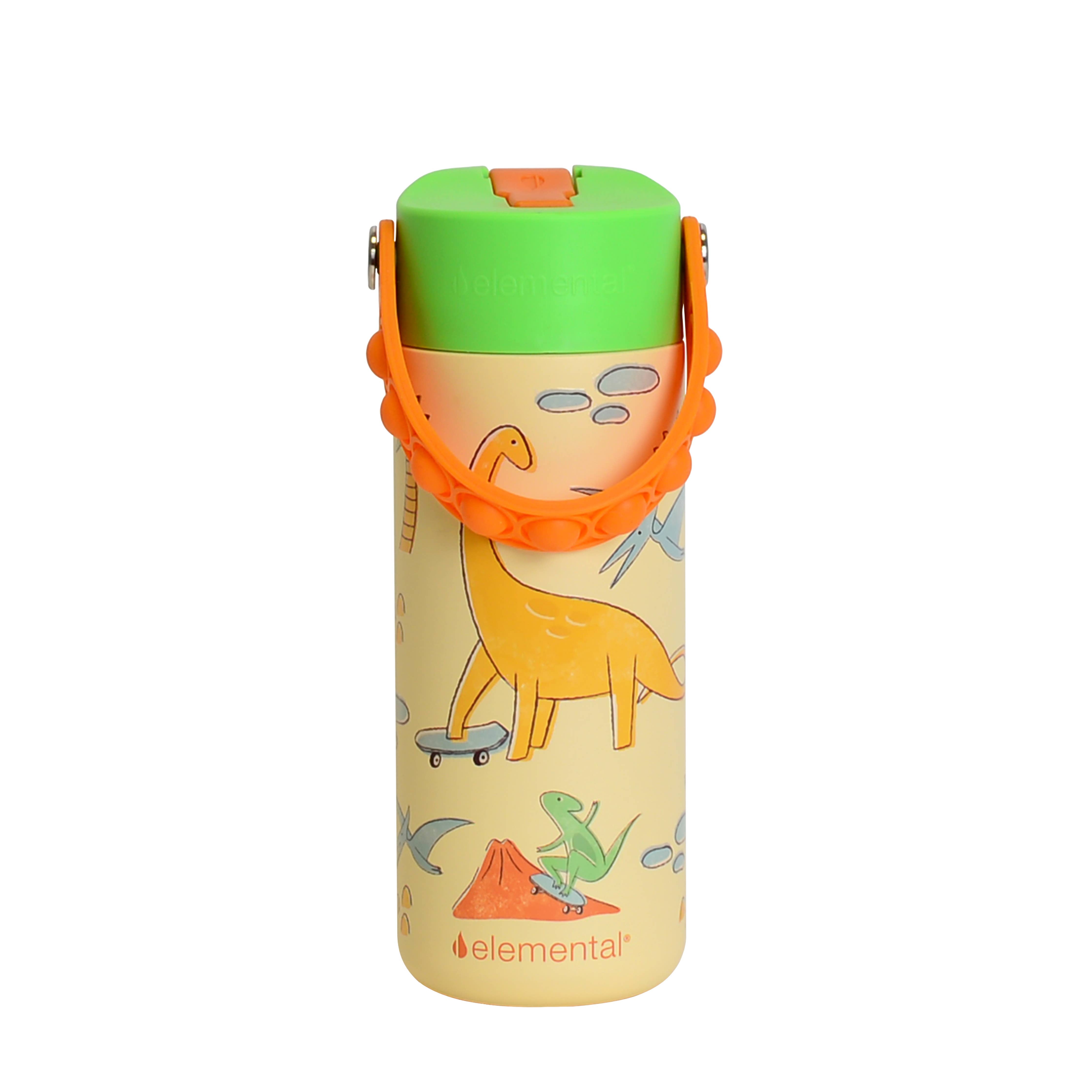 18oz Fidget Handle Stainless Bottle (Skater Dinos)
