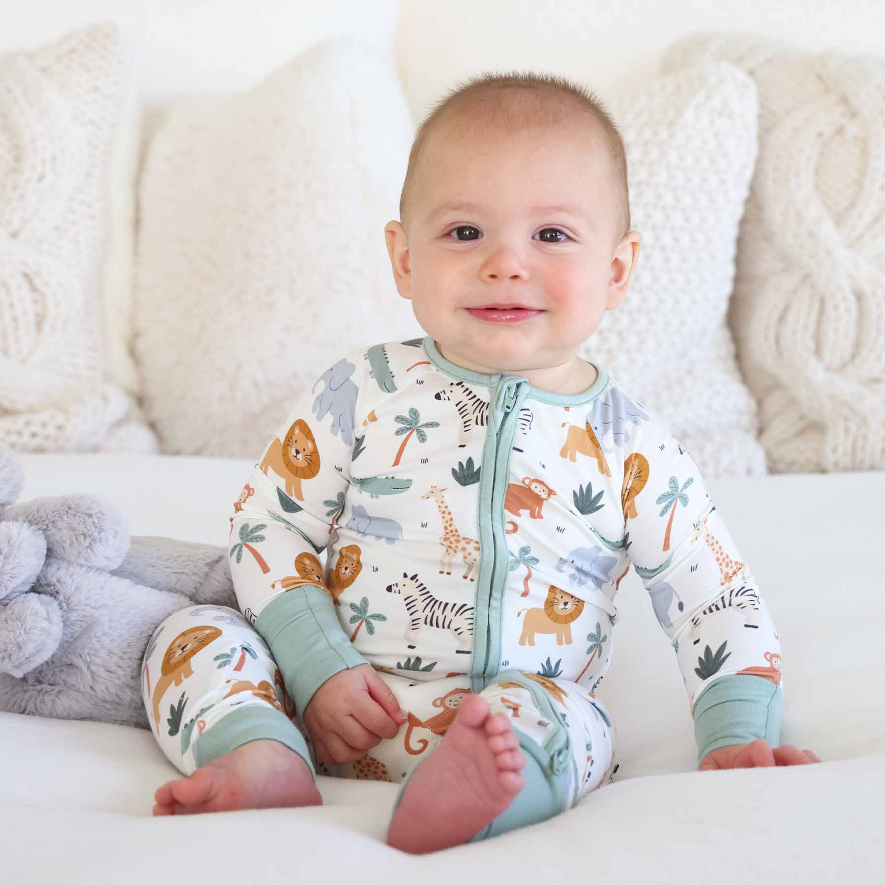 Convertible Zip Romper (Safari Snuggles)