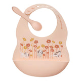 Silicone Bib & Spoon Set (Puppies & Poppies)