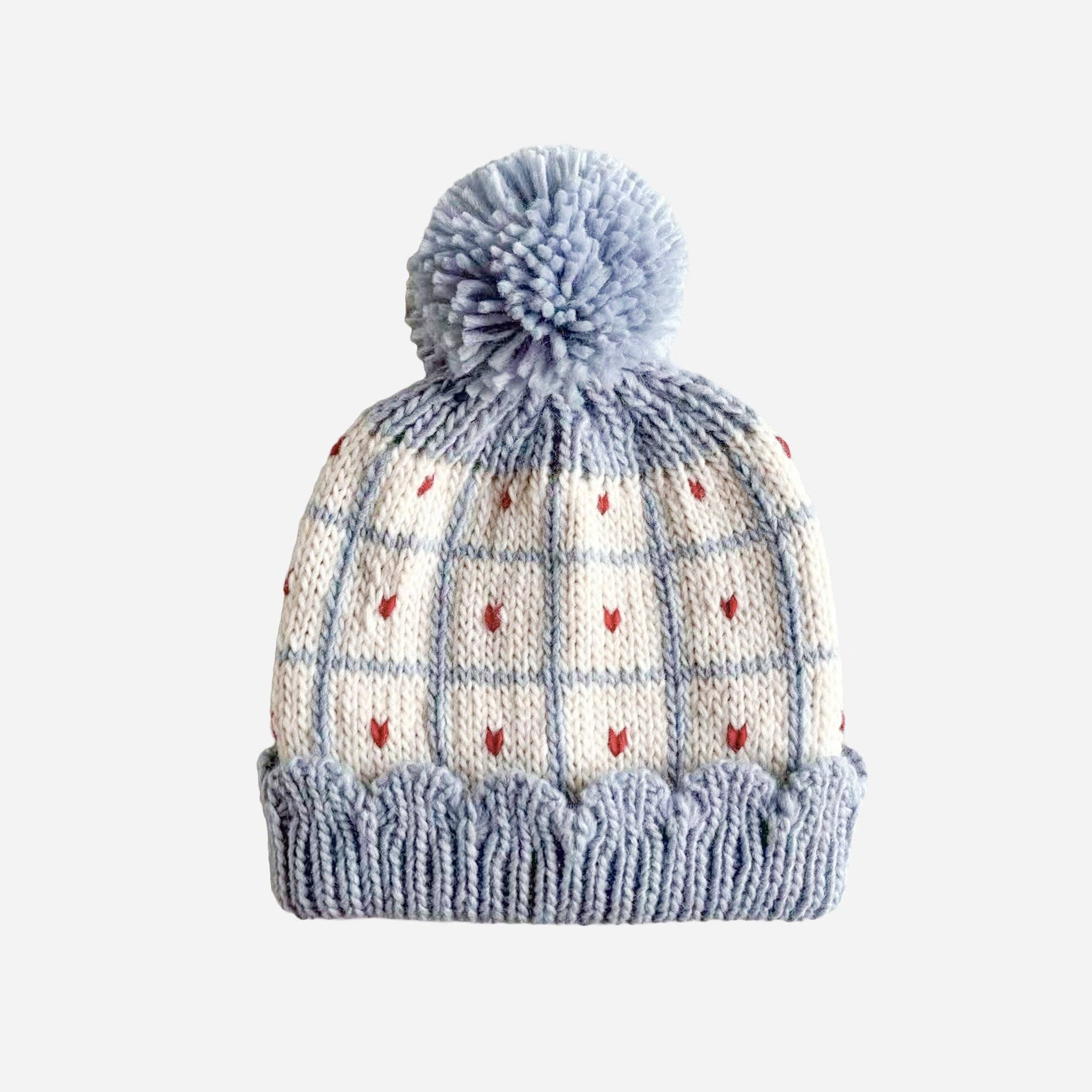 Windowpane Heart Beanie (Baby Blue)