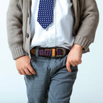 Boys Stretch Cord Braided Belt (Blue/Grey)