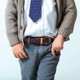 Boys Stretch Cord Braided Belt (Blue/Grey)