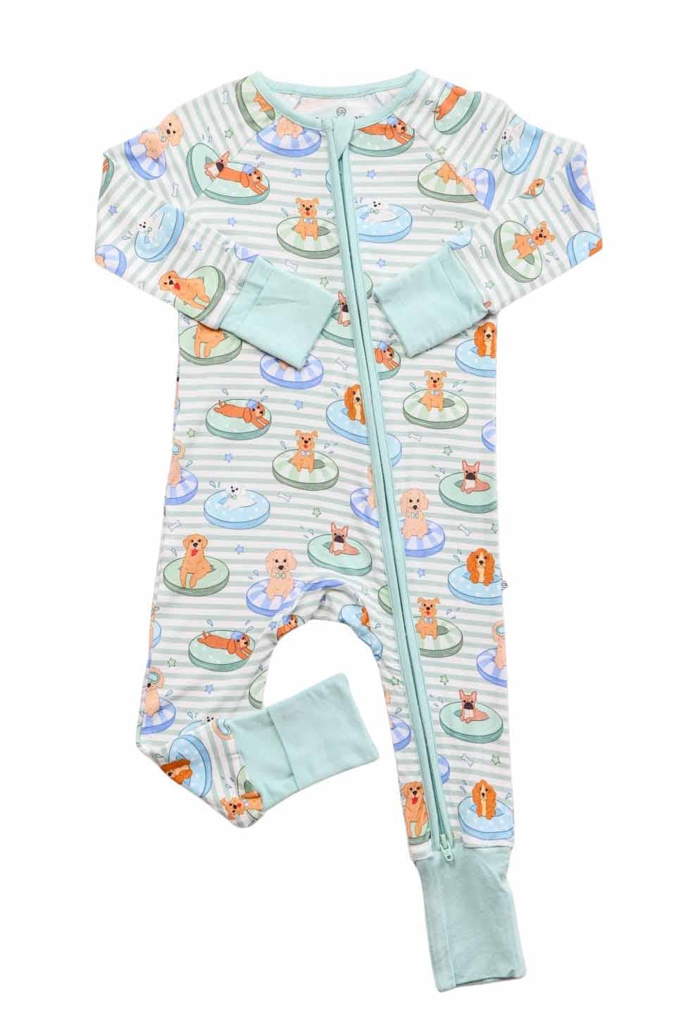 Convertible Zip Romper (Poolside Pups Blue)