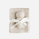 Pique Blanket and Bear Lovey Set (Birch)