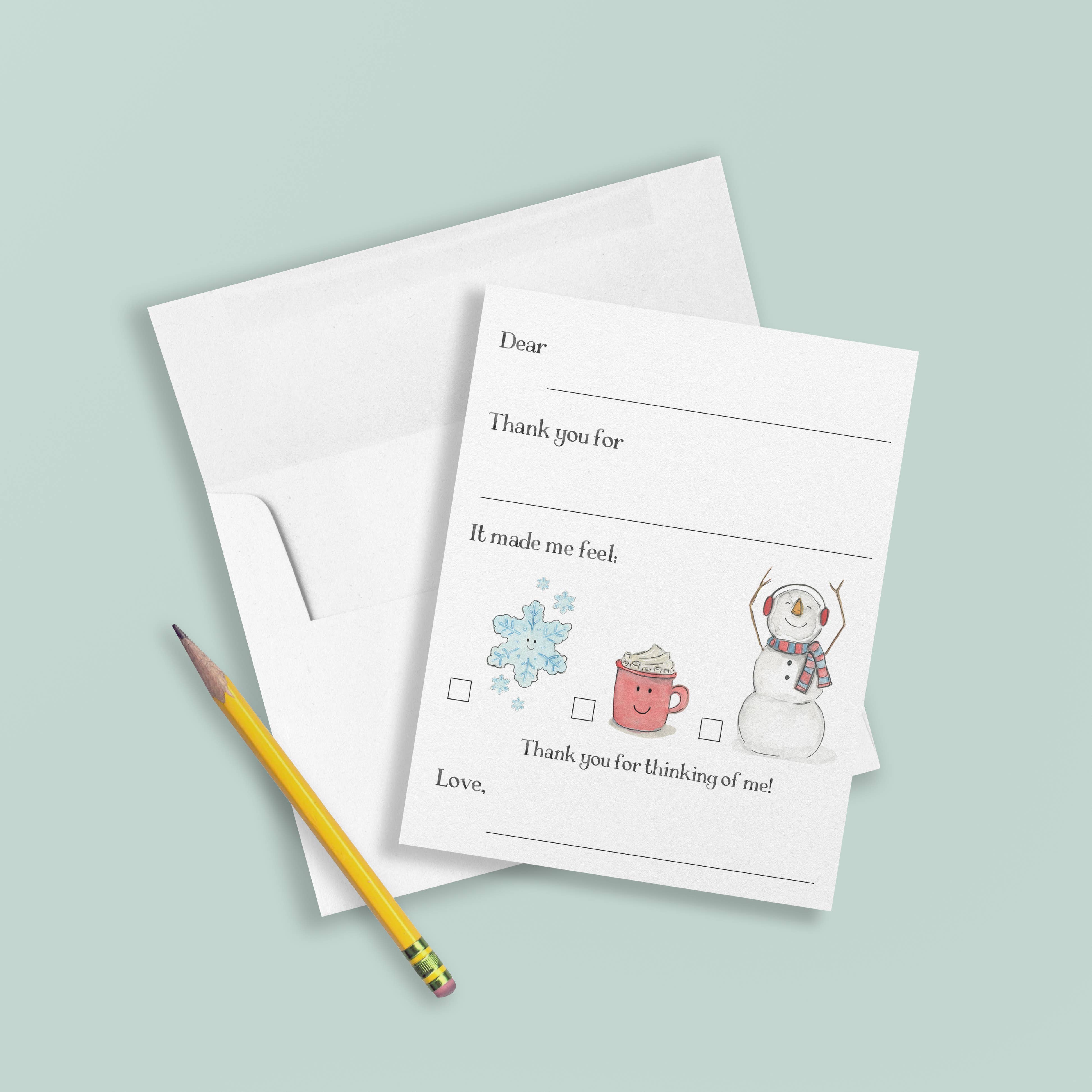Kids Stationery Box Set - Fill in Winter Theme Thank Yous