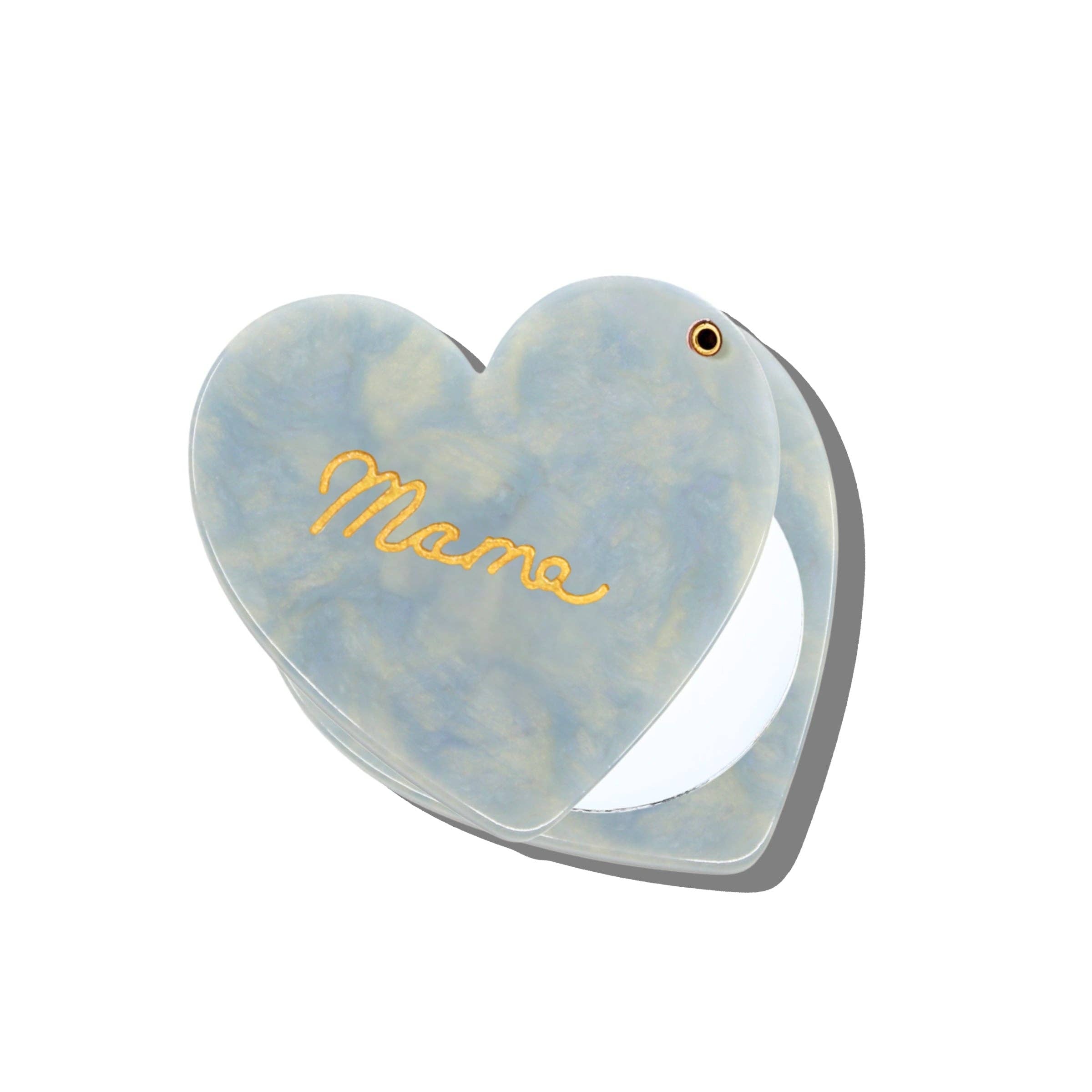 Mama Heart Compact Mirror (Baby Blue)