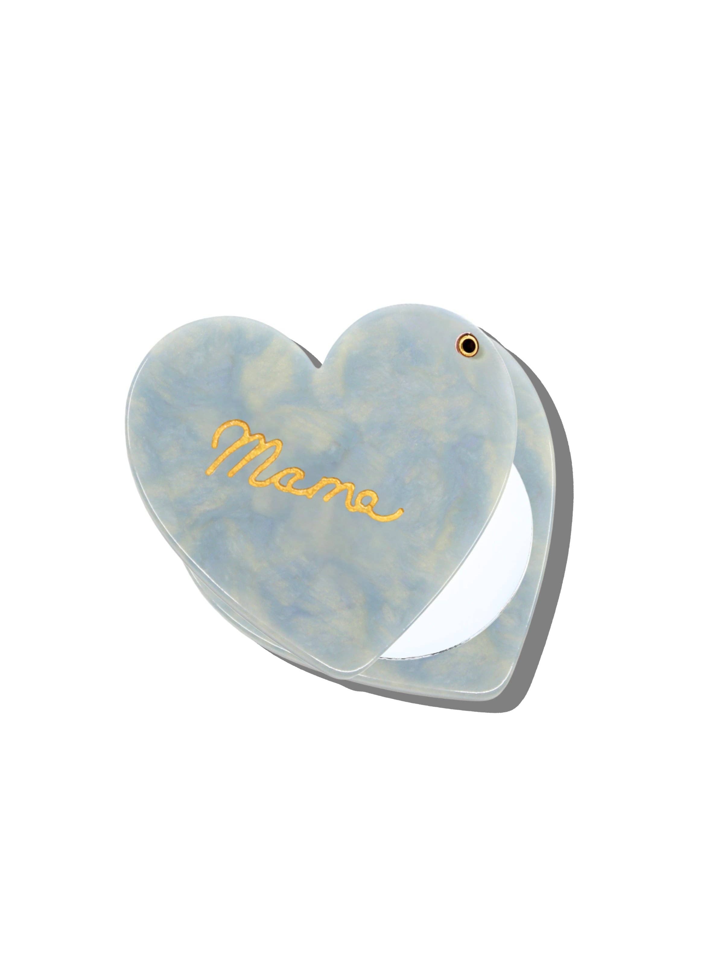Mama Heart Compact Mirror (Baby Blue)