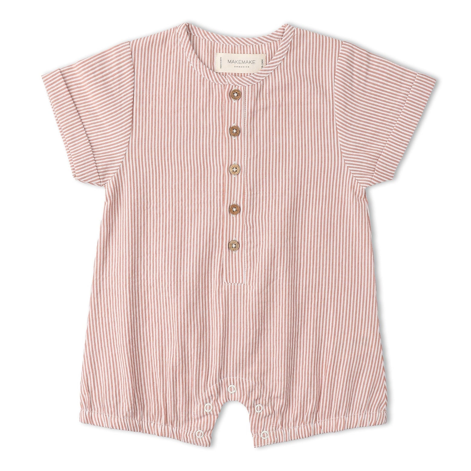 Organic Short Bubble Romper (Coral Stripes)