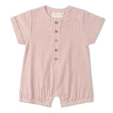Organic Short Bubble Romper (Coral Stripes)