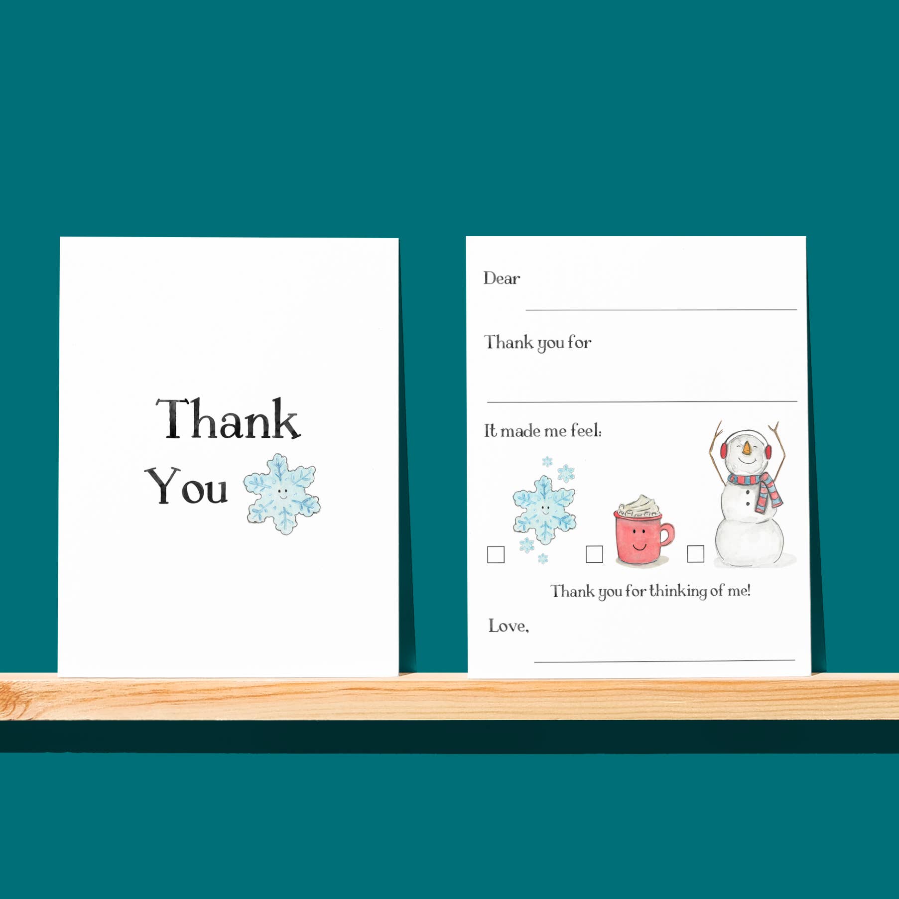 Kids Stationery Box Set - Fill in Winter Theme Thank Yous