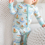 Convertible Zip Romper (Poolside Pups Blue)