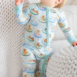 Convertible Zip Romper (Poolside Pups Blue)