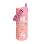 18oz Fidget Handle Stainless Bottle (Pink Unicorn)