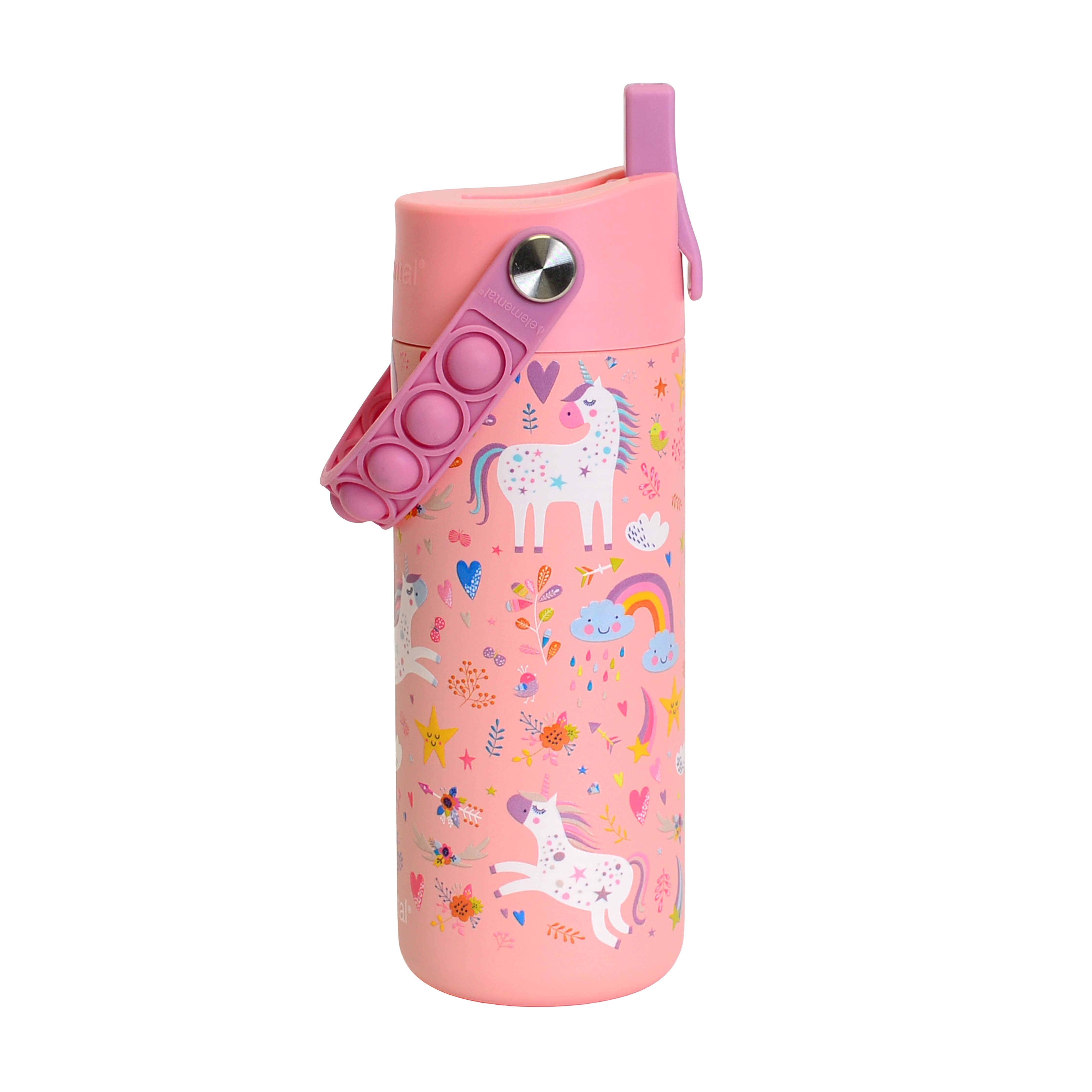 18oz Fidget Handle Stainless Bottle (Pink Unicorn)