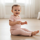 Organic Lace Collar Onesie & Tights Set (Blush)
