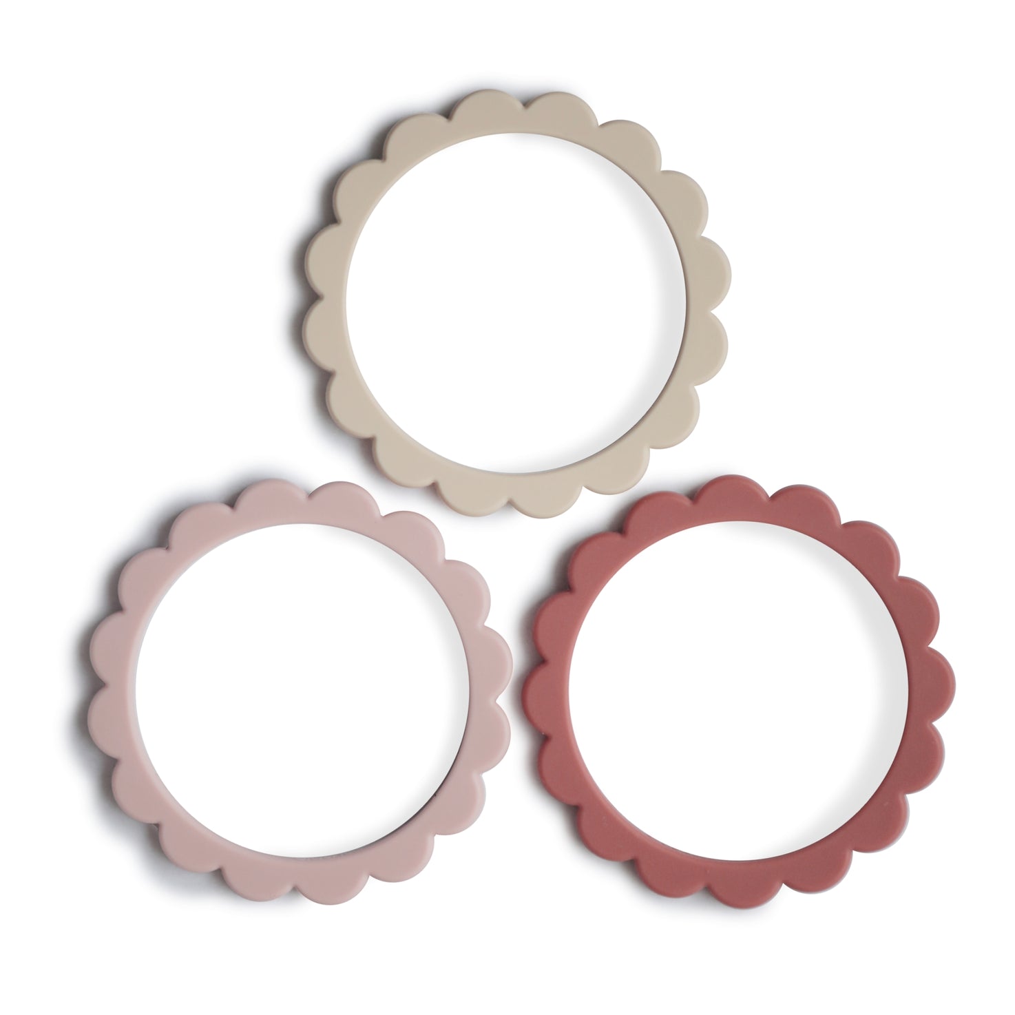 Flower Teething Bracelet 3-Pack (Rose/Blush/Shifting Sand)