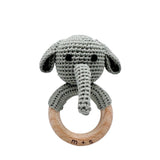 Elephant Hand Crochet Rattle (Grey)