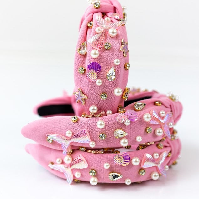 Beaded Headband (Mermaid Pink)