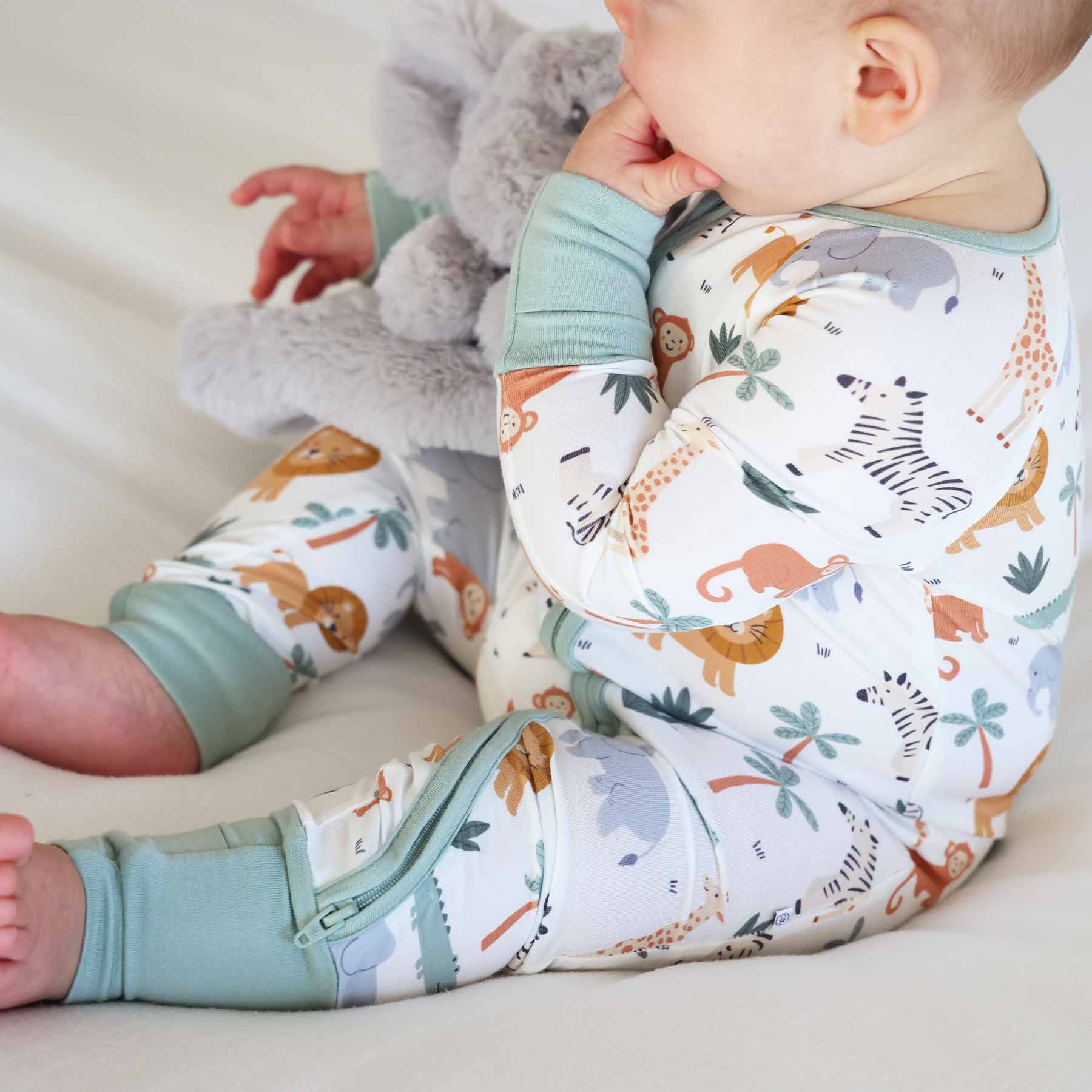 Convertible Zip Romper (Safari Snuggles)