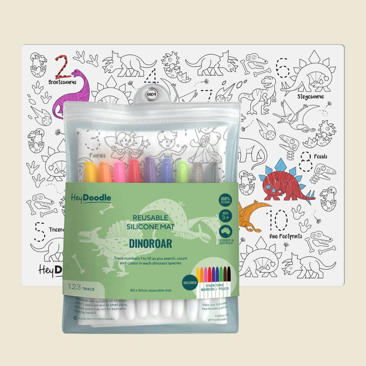 DinoRoar Reusable Color-In Activity Mat