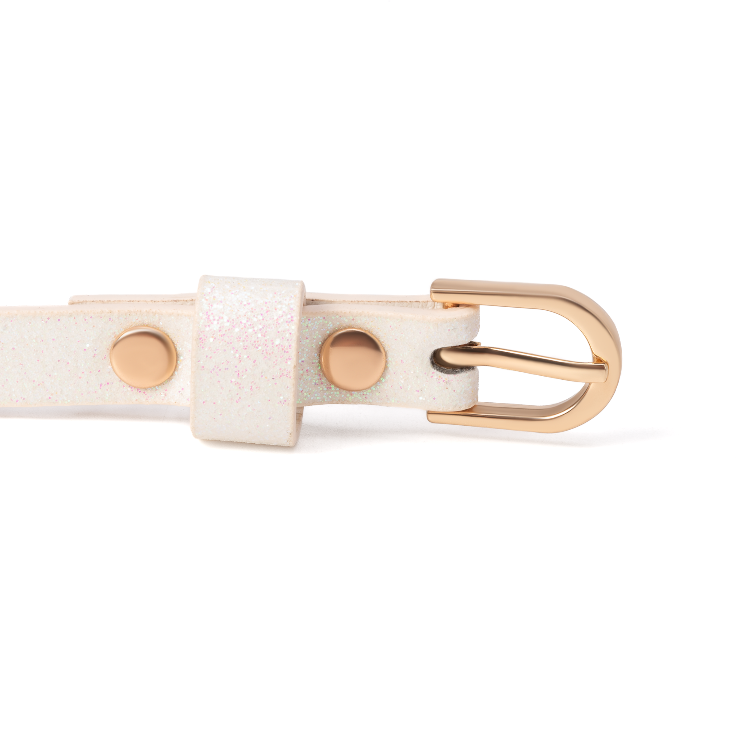 Girls Ultra Skinny Glitter Belt (White Pearl)