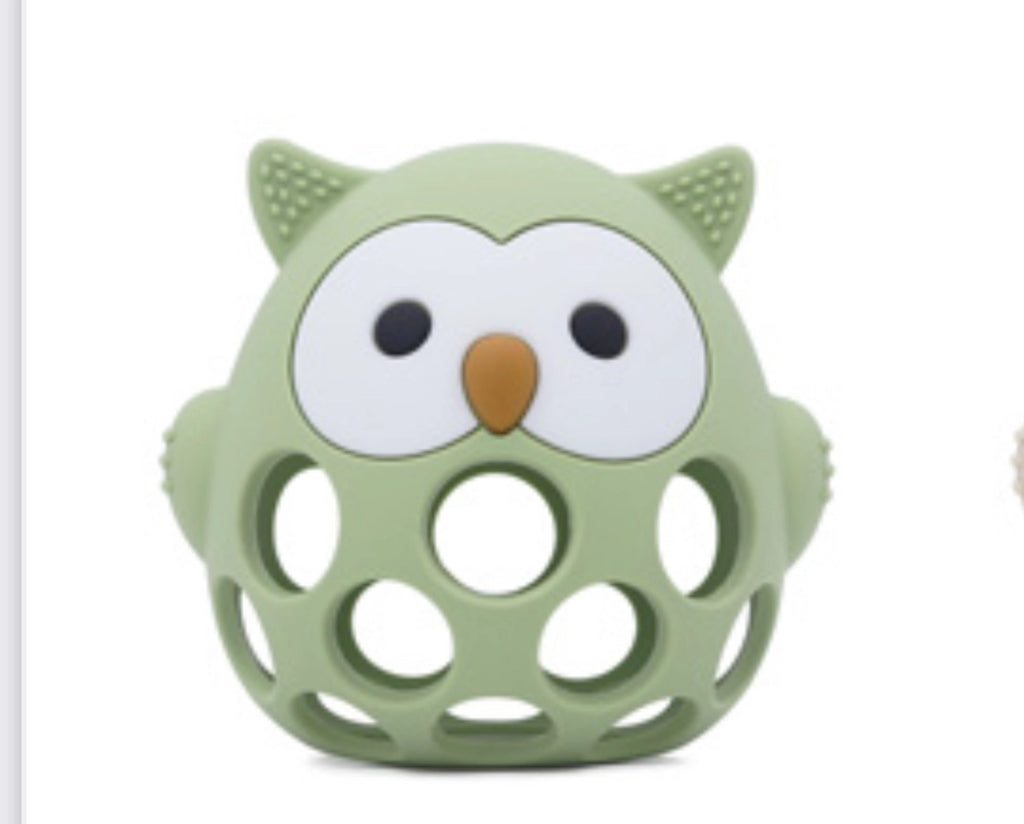 3D Owl Silicone Teether (Sage)