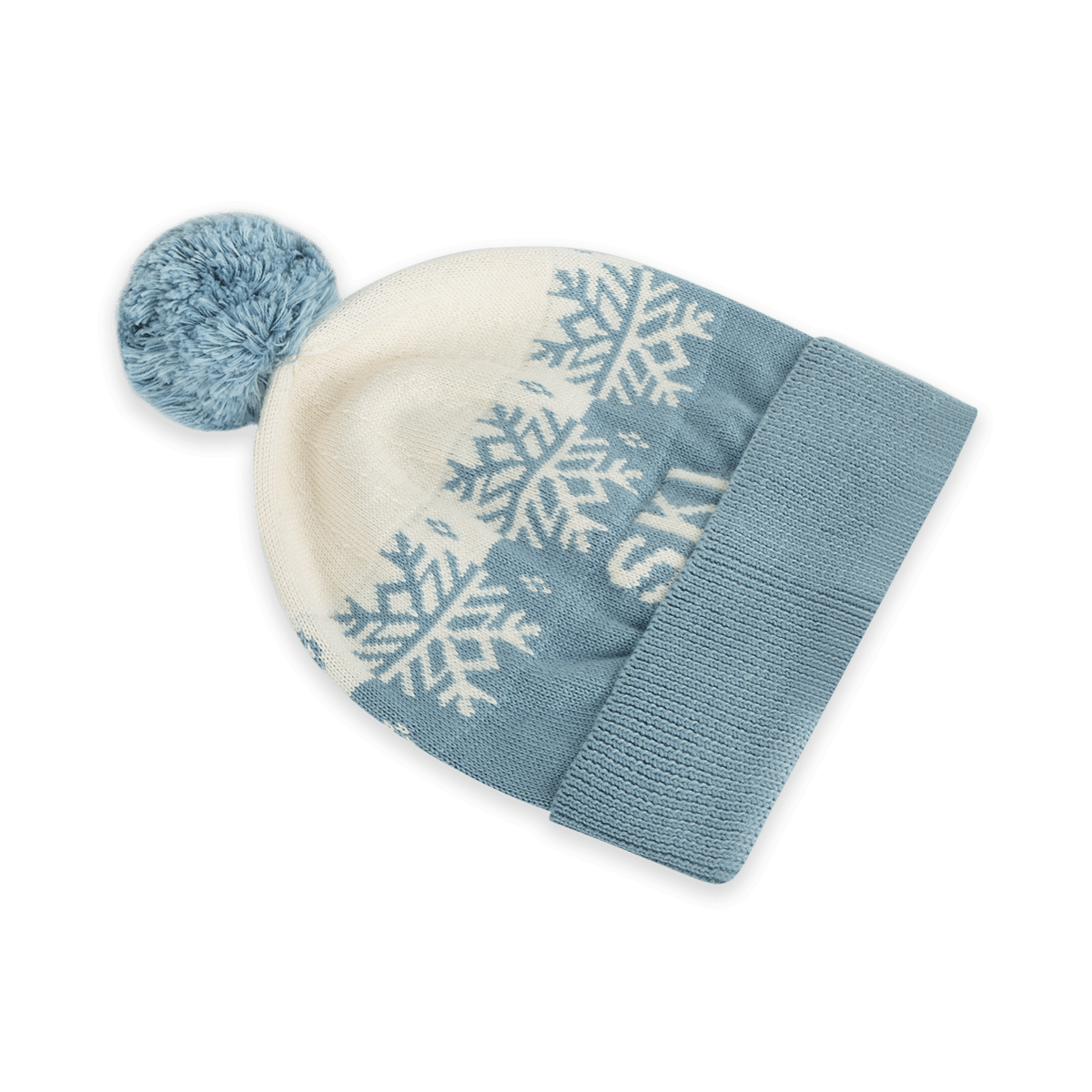 Ski Day Knit Beanie Hat (Mineral Blue)