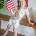 Short Sleeve Bamboo Pajamas (Red White & Blue Tulip)