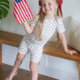 Short Sleeve Bamboo Pajamas (Red White & Blue Tulip)