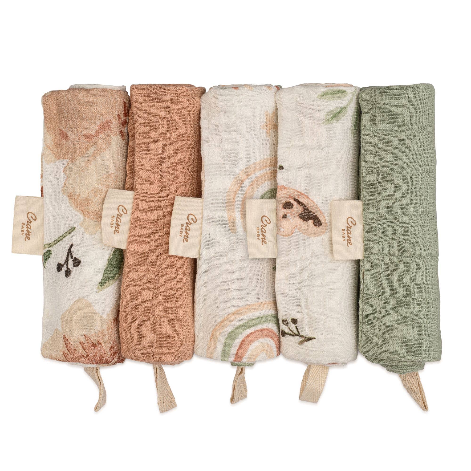 5-Pack Baby Wash Cloth Set (Pink Floral)