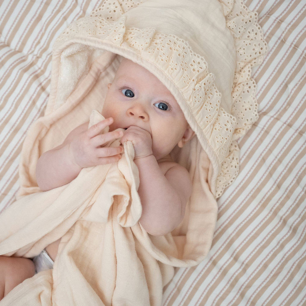 Hooded Baby Bath Towel (Violet Ruffle)