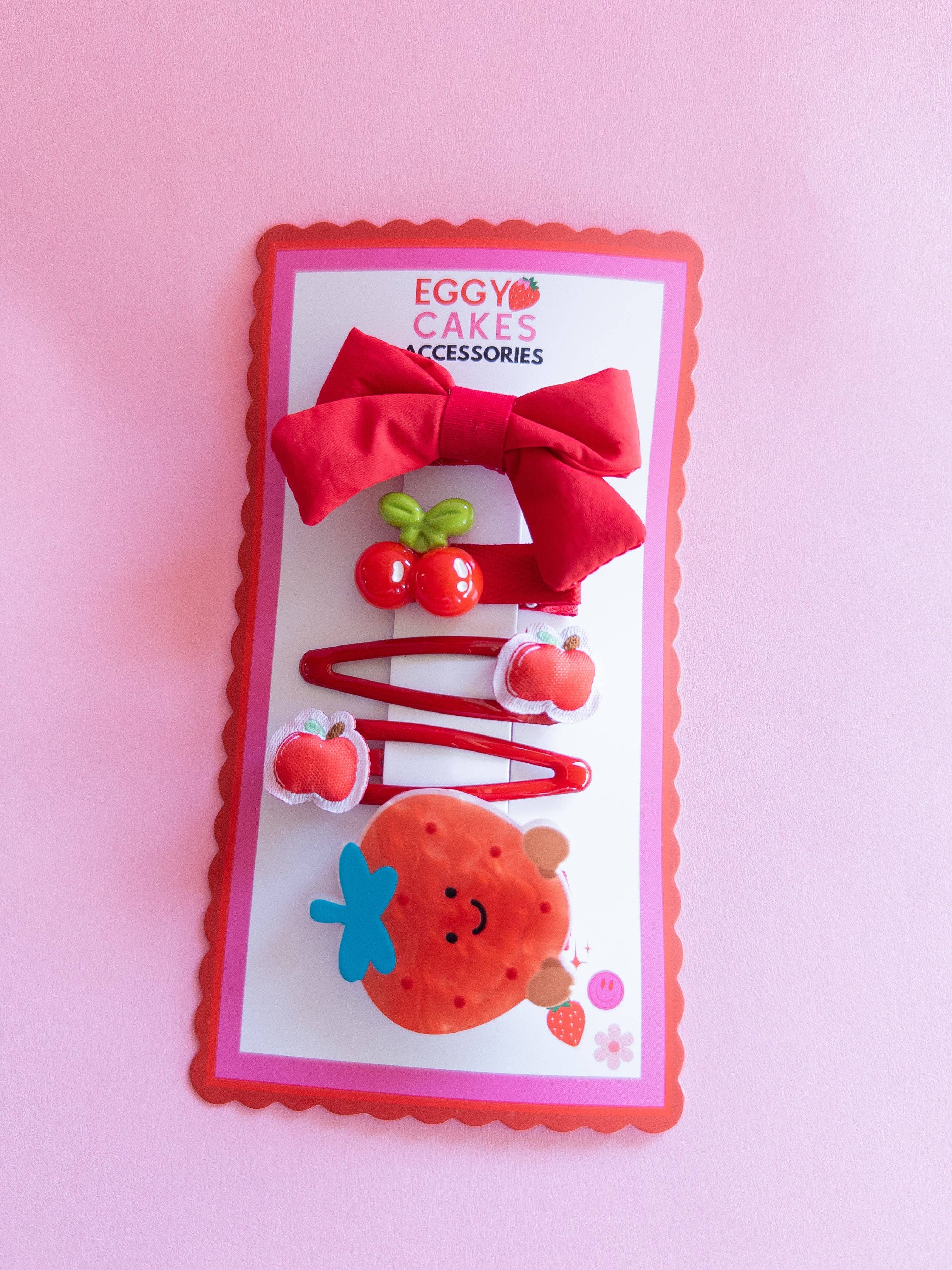 Puffy Bow Set (Strawberry)