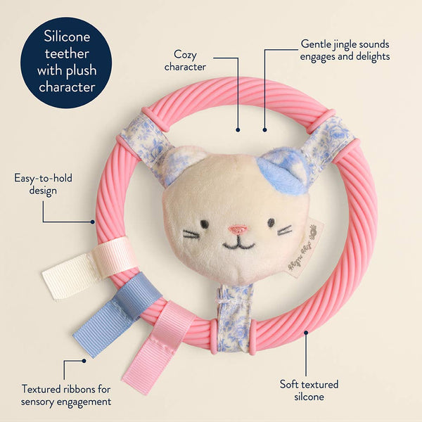 Teething Ring with Plush Character (Pink Kitty)