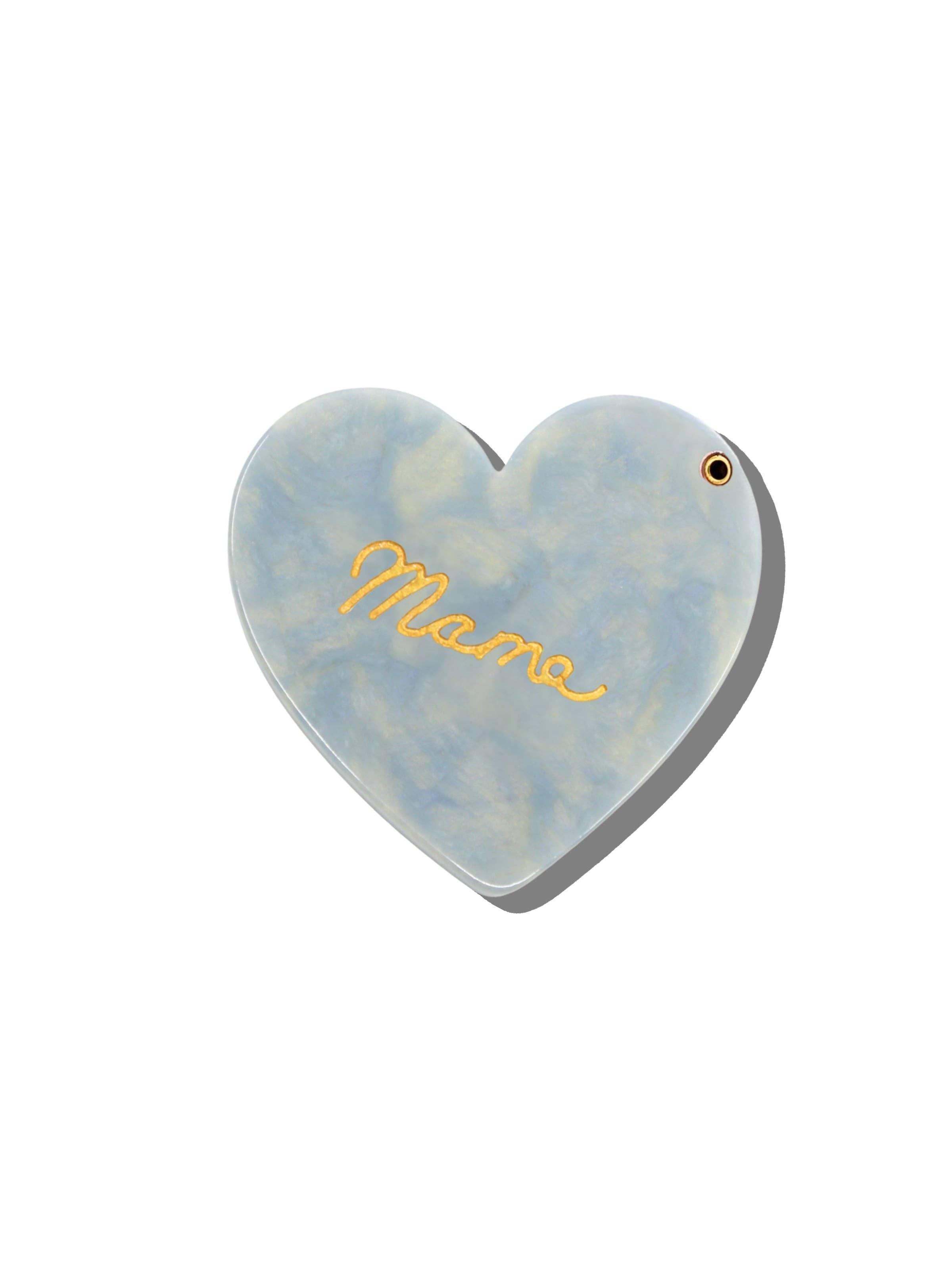 Mama Heart Compact Mirror (Baby Blue)