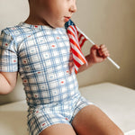 Short Sleeve Bamboo Pajamas (Stars Gingham)