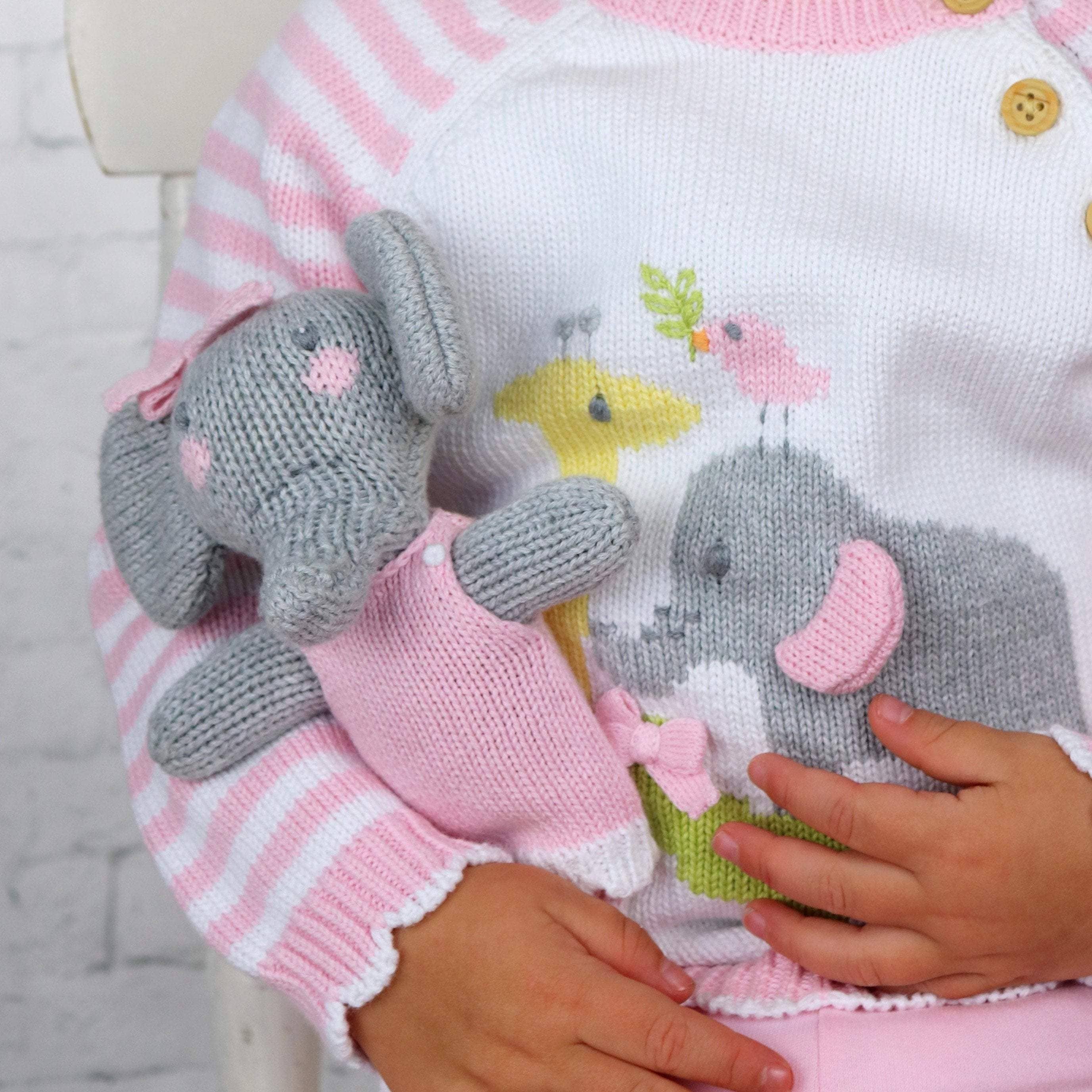 Hand-Knit Rattle (Edna the Elephant)