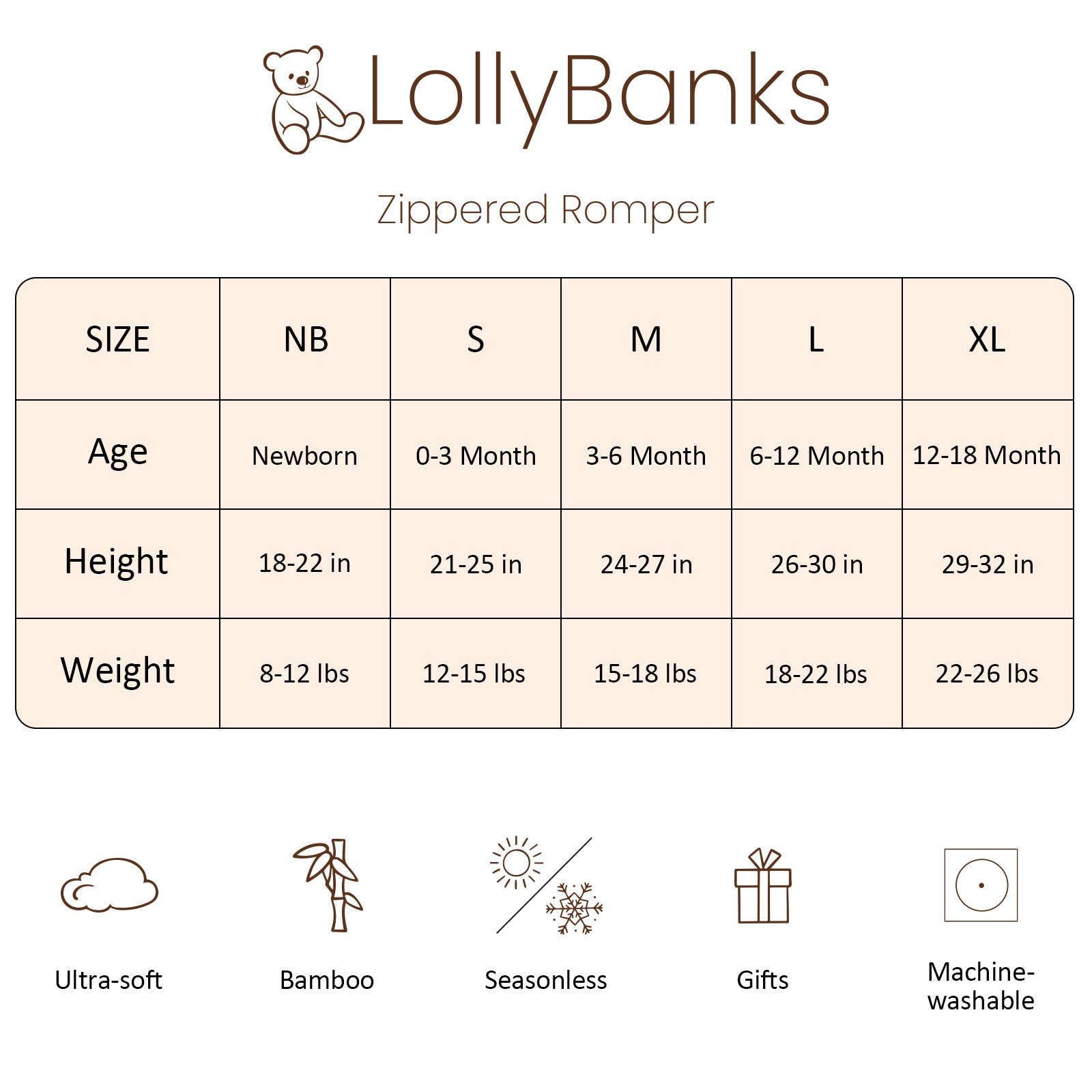 Convertible Zipper Romper (Teddy Bear)
