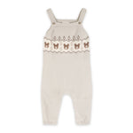 Bear Fair Isle Knit Baby Overall Set (Stone)