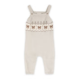 Bear Fair Isle Knit Baby Overall Set (Stone)