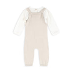 Bear Fair Isle Knit Baby Overall Set (Stone)
