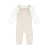 Bear Fair Isle Knit Baby Overall Set (Stone)