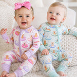 Convertible Zip Romper (Poolside Pups Blue)