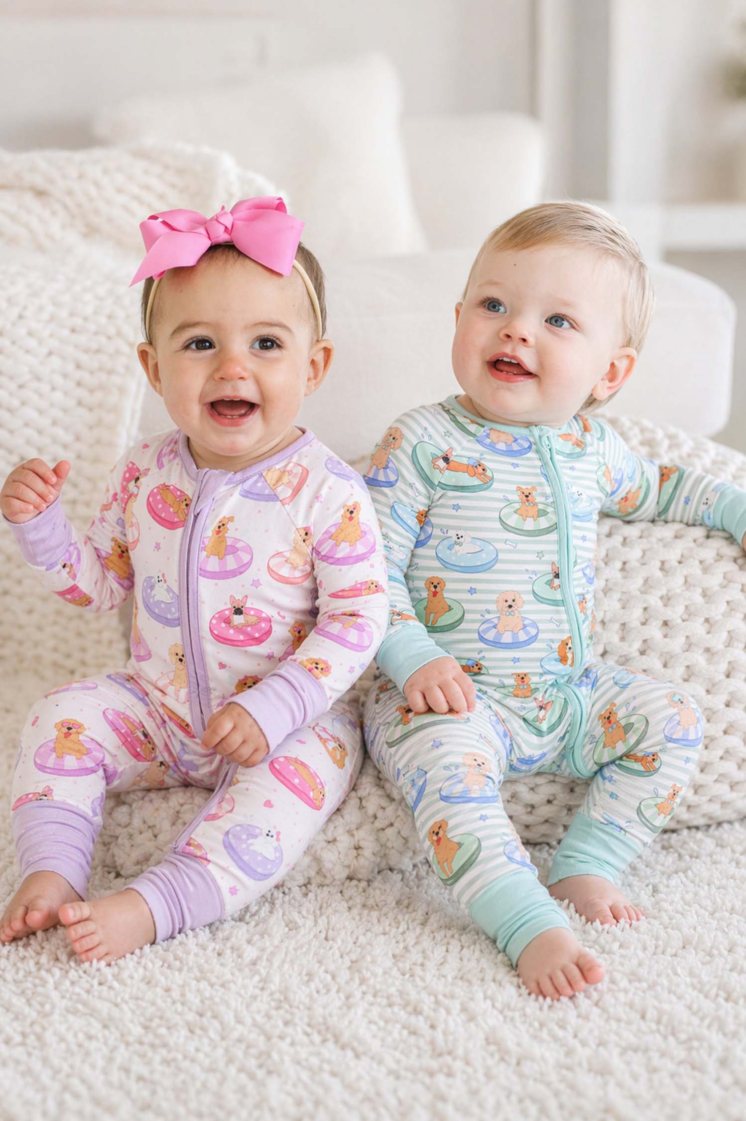 Convertible Zip Romper (Poolside Pups Blue)