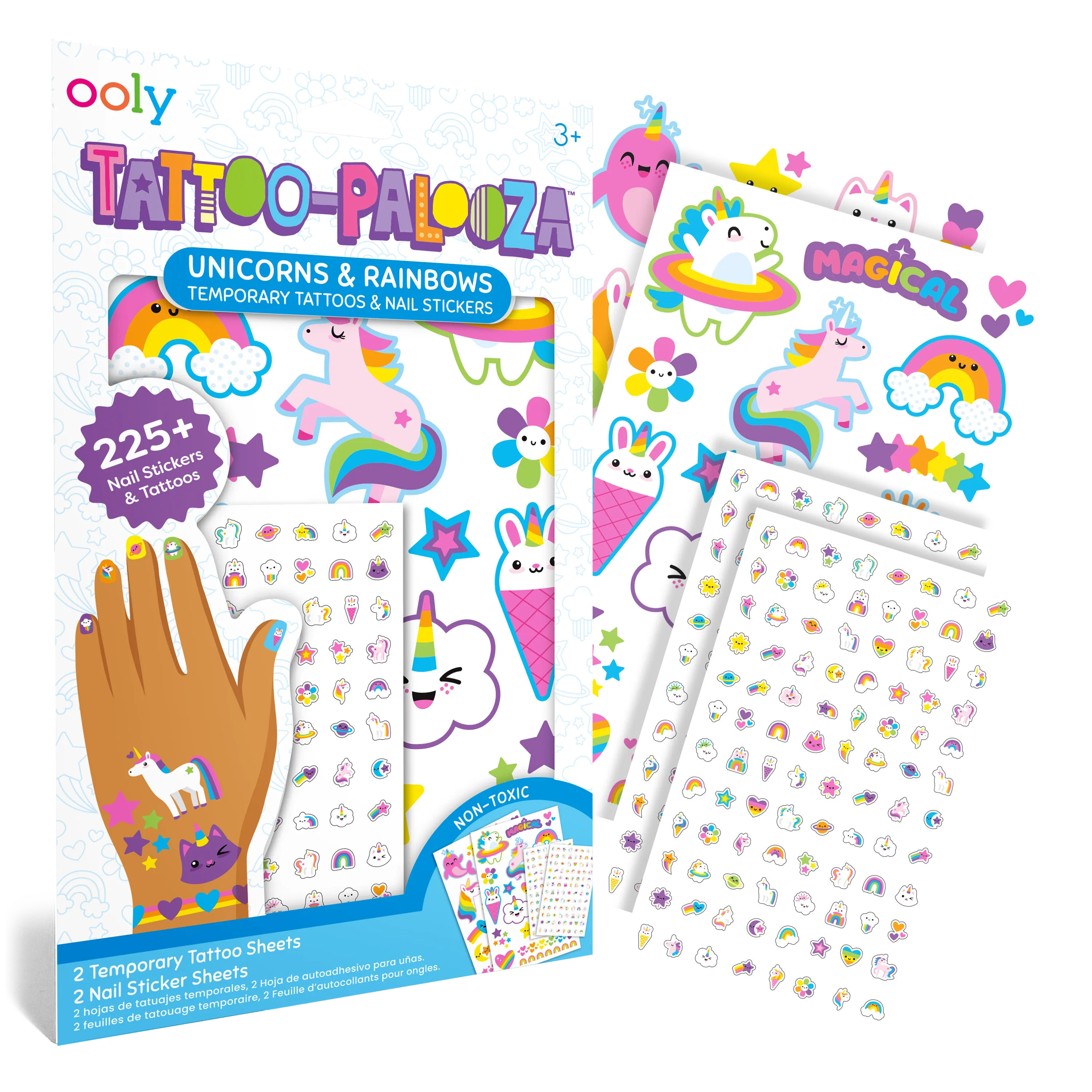 Tattoo-Palooza Tattoos & Nail Stickers (Unicorns & Rainbow)