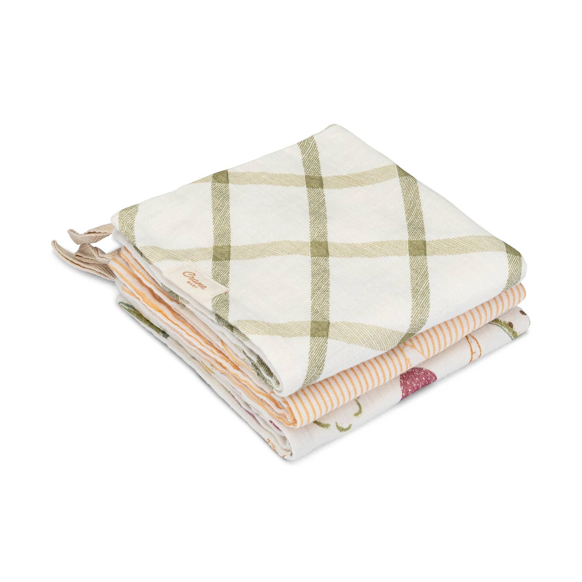 Hooded Baby Bath Towel & Washcloth Set (Clementine Fruits & Veggies)