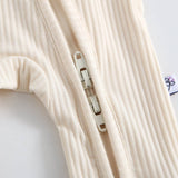 Ribbed Zippered Romper (Oatmeal)