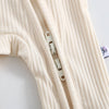 Ribbed Zippered Romper (Oatmeal)