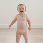 Organic Lace Collar Onesie & Tights Set (Blush)